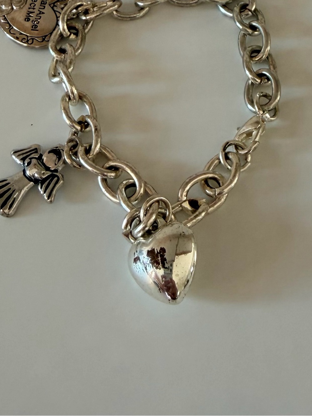 Chunky Guardian Angel Dangle Charm Bracelet, 8" - Picture 14 of 14